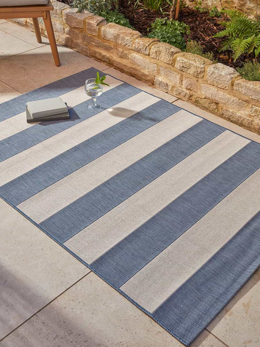 Indoor Outdoor Striped Rug - Blue