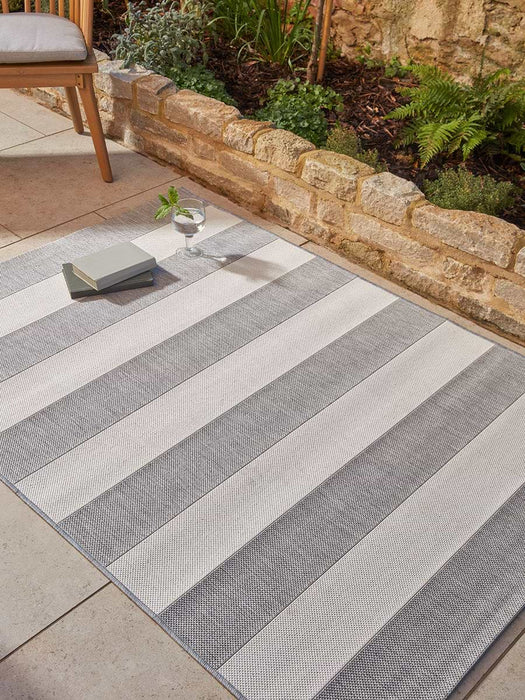 Indoor Outdoor Striped Rug - Grey