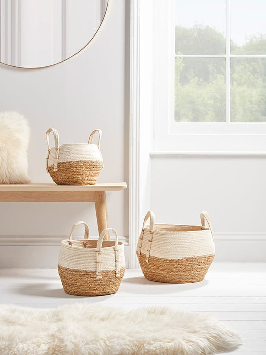 Three Cream & Natural Baskets