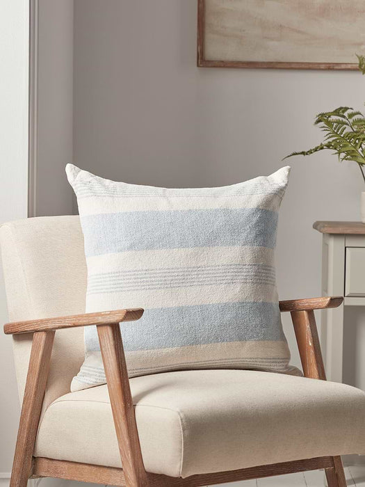 Stripe Organic Cotton Cushion - Blue