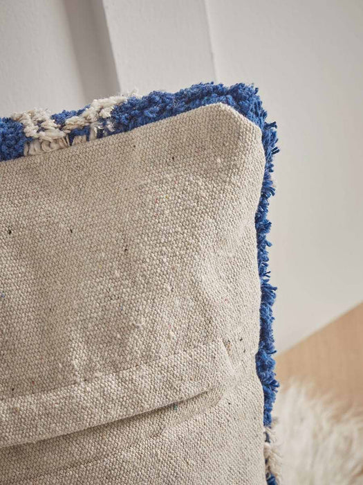 Blue and White Textured Diamond Cushion