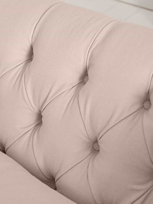 Dora Buttoned Loveseat - Mallow Linen Cotton Blend