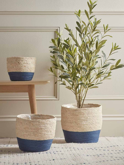 Three Blue Dipped Baskets