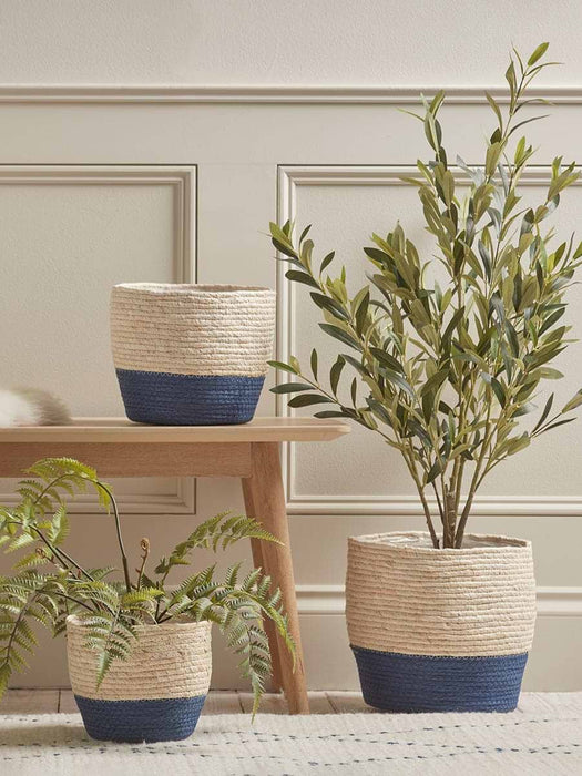 Three Blue Dipped Baskets