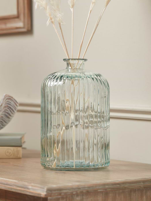 Fluted Recycled Glass Bottle Vase