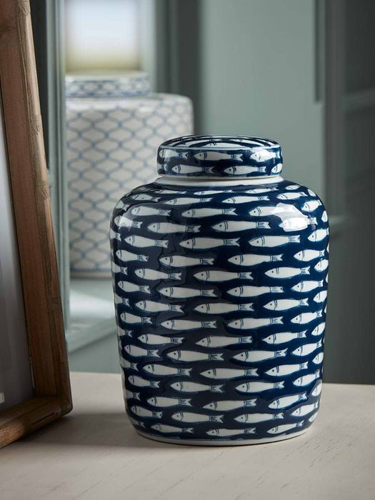 Blue Fish Ginger Jar