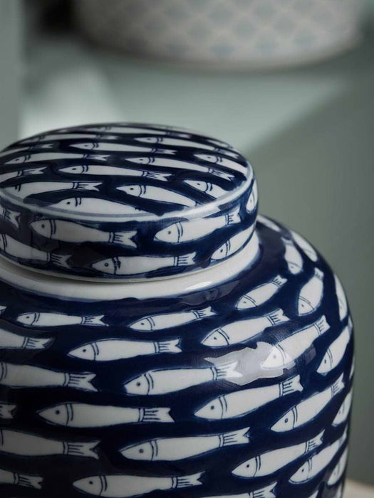 Blue Fish Ginger Jar