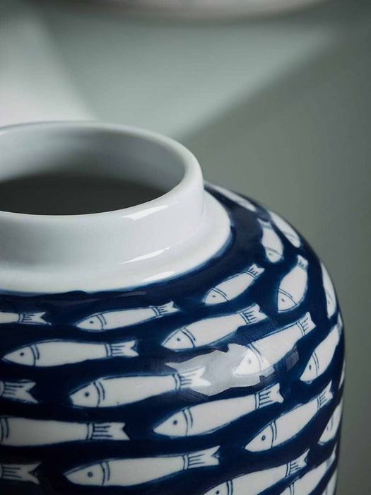 Blue Fish Ginger Jar