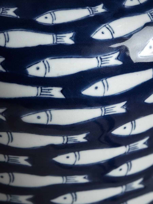 Blue Fish Ginger Jar