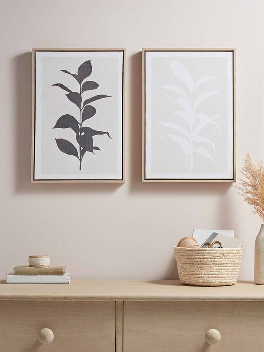 Two Monochrome Leaf Canvases
