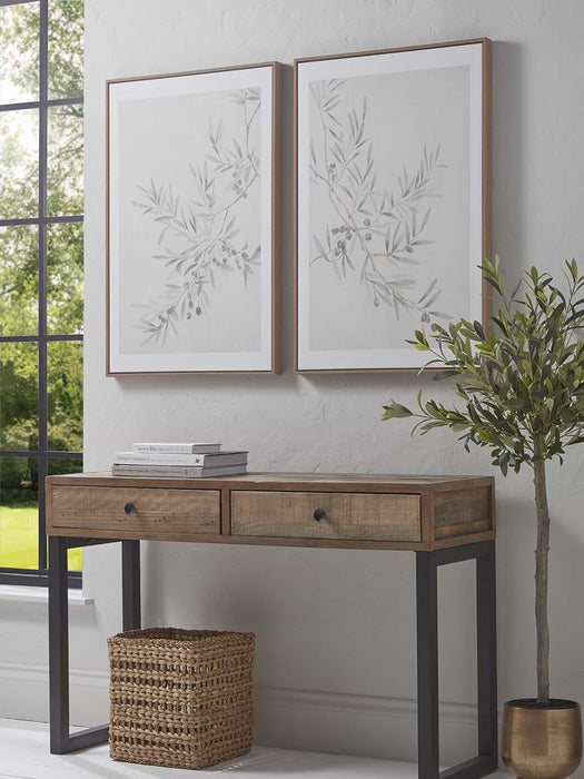 Two Framed Olive Canvases