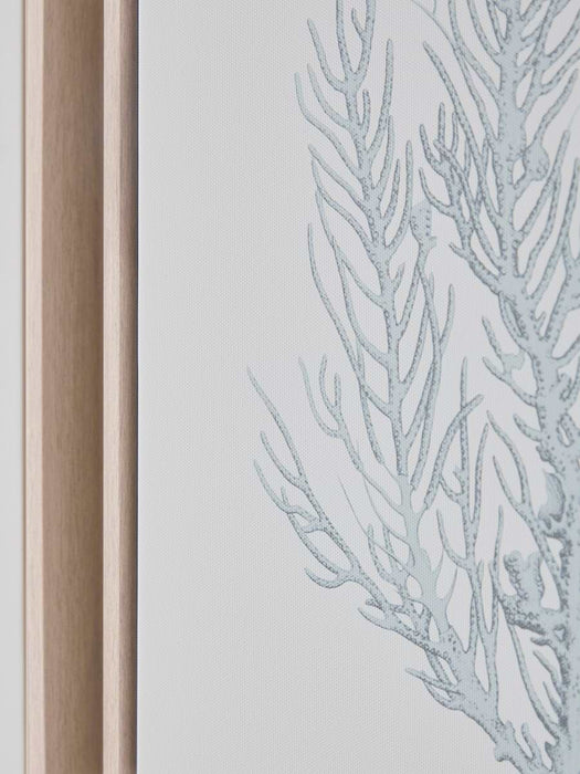 Three Framed Coral Canvases