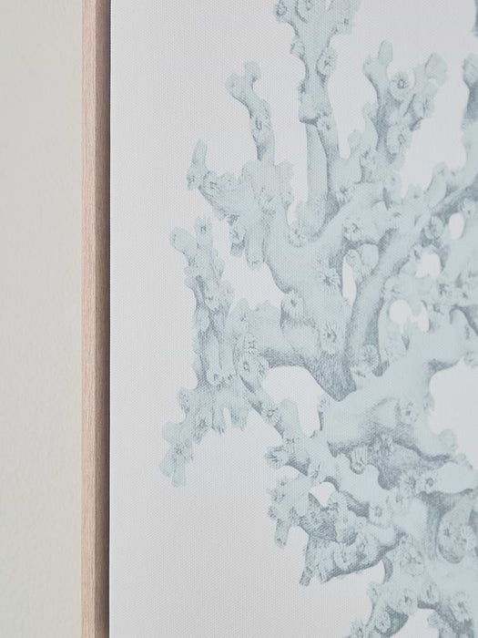 Three Framed Coral Canvases