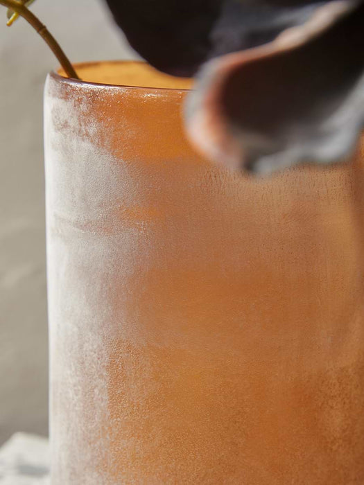 Frosted Amber Glass Vase - Large