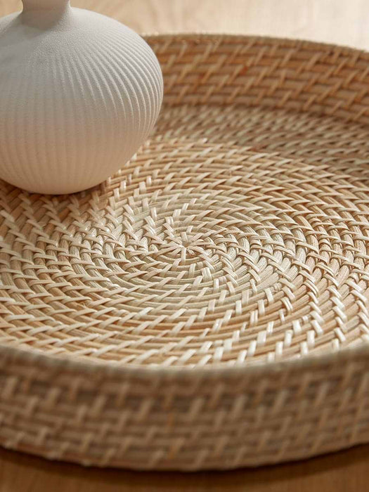 Round Woven Rattan Tray