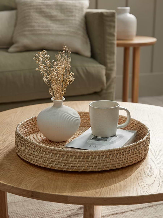 Round Woven Rattan Tray