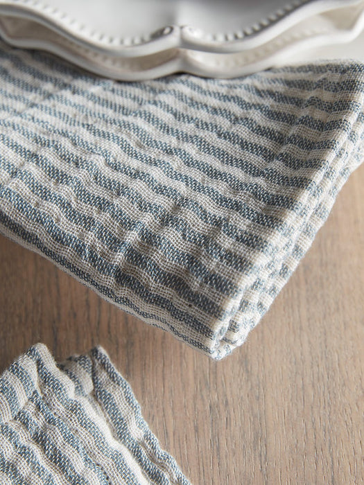 Four Cotton Napkins - Blue Stripe