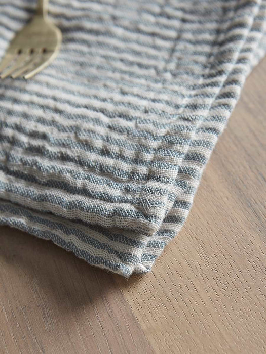Four Cotton Napkins - Blue Stripe