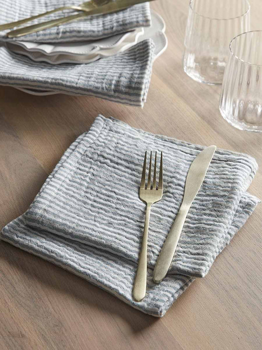 Four Cotton Napkins - Blue Stripe