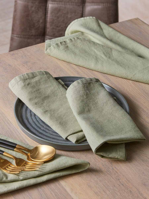 Four Linen & Cotton Napkins - Sage