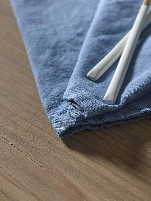 Four Linen & Cotton Napkins - Nordic Blue