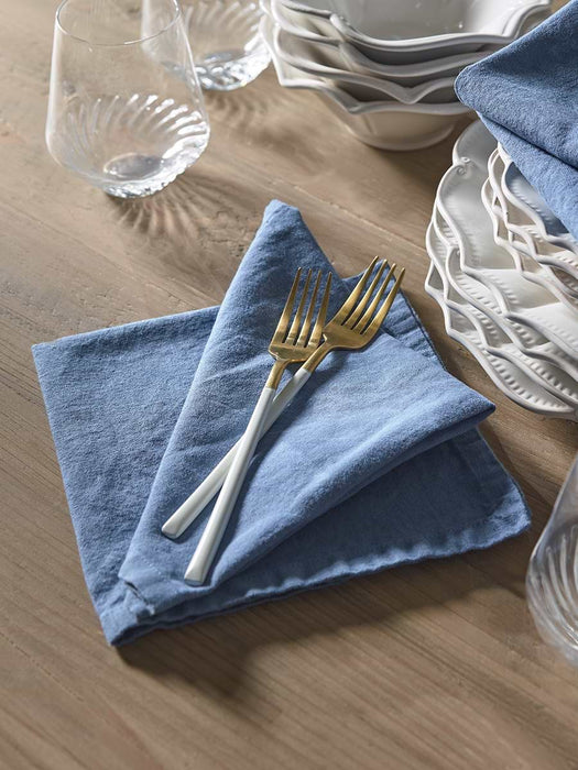 Four Linen & Cotton Napkins - Nordic Blue