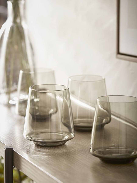 Four Smoke Glass Tumblers