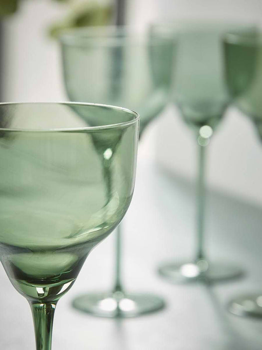 Four Olive Wine Glasses
