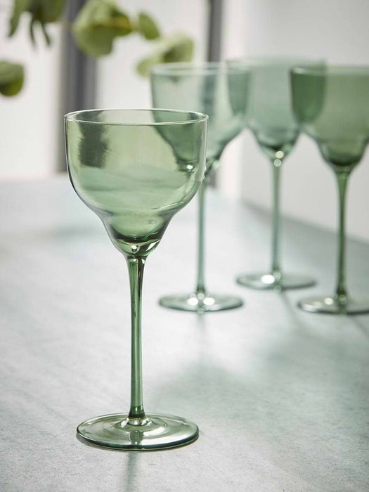 Four Olive Wine Glasses