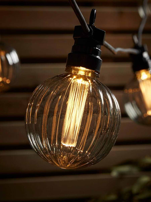 Fluted Globe Festoon Lights - Clear