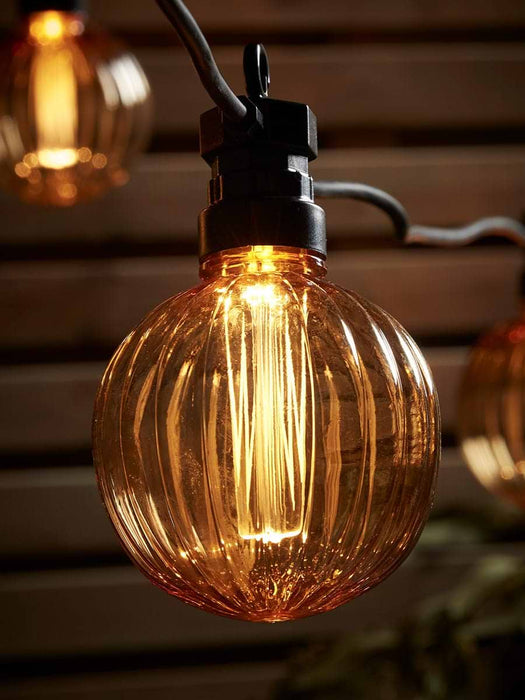 Fluted Globe Festoon Lights - Amber