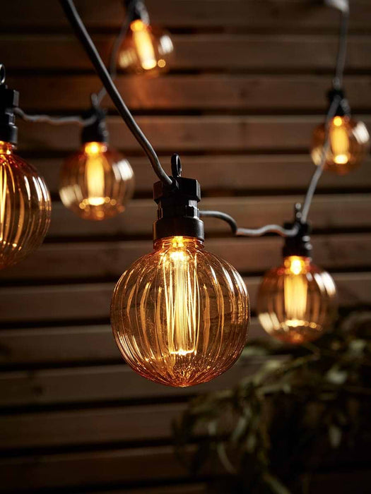 Fluted Globe Festoon Lights - Amber