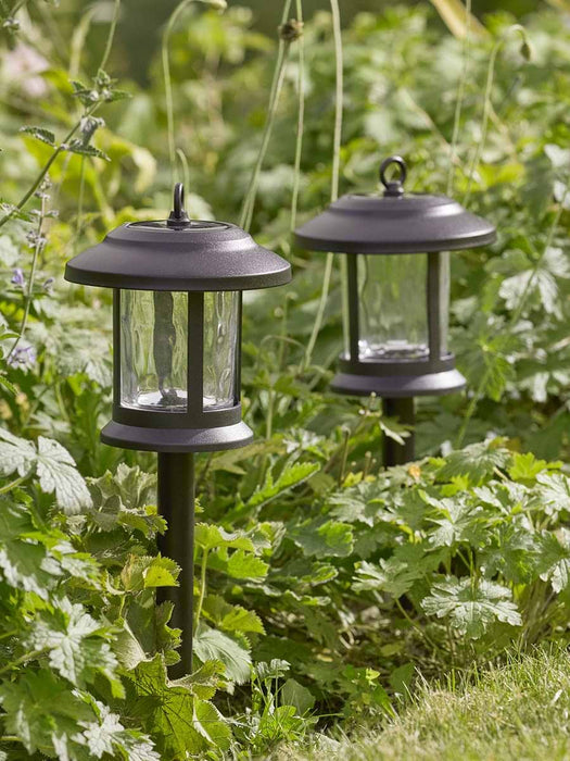 Two Textured Glass Stake Lights