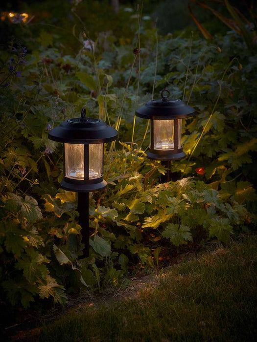 Two Textured Glass Stake Lights