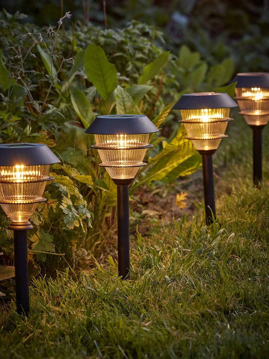 Four Solar Tiered Stake Lights