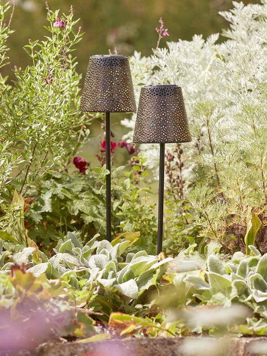 Two Solar Filigree Stake Lights