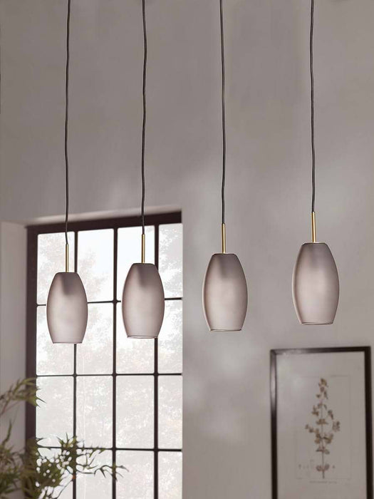 Four Grey Ombre Frosted Glass Pendant