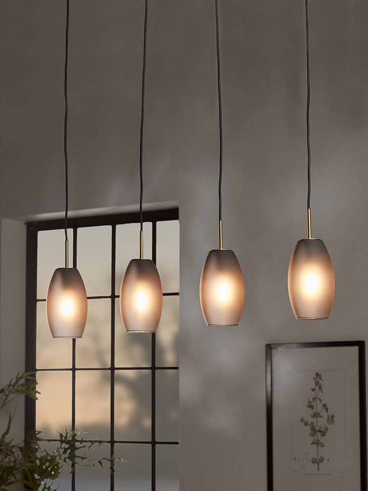 Four Grey Ombre Frosted Glass Pendant
