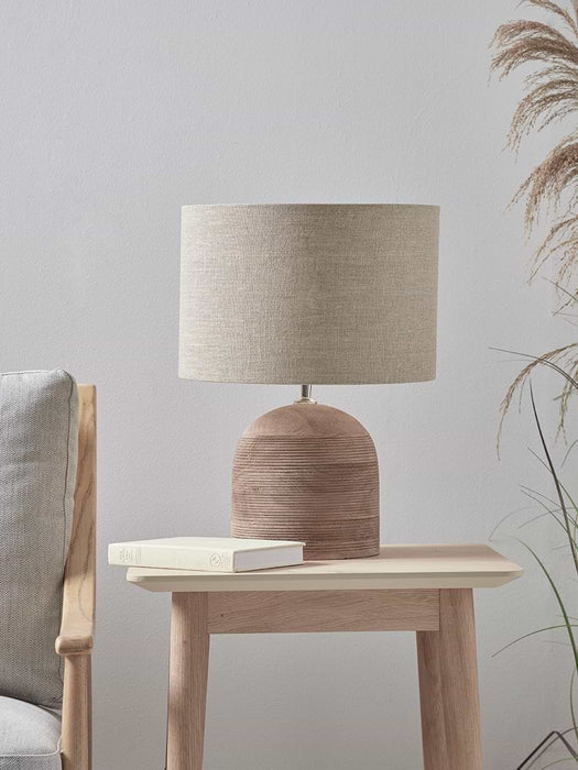 Ribbed Mango Wood Table Lamp - Natural