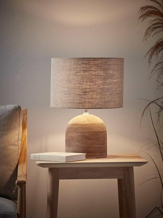 Ribbed Mango Wood Table Lamp - Natural