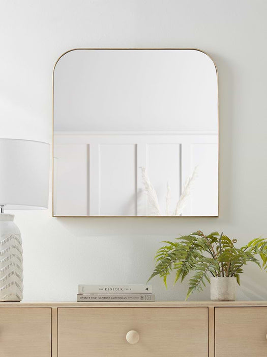 Curved Topped Wall Mirror - Brass