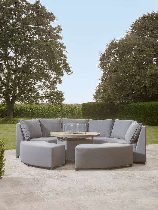 Long Island Curved Modular Dining Set with Firepit