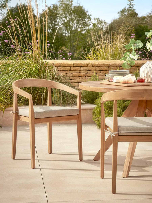 Two Curved Back Acacia Dining Chairs