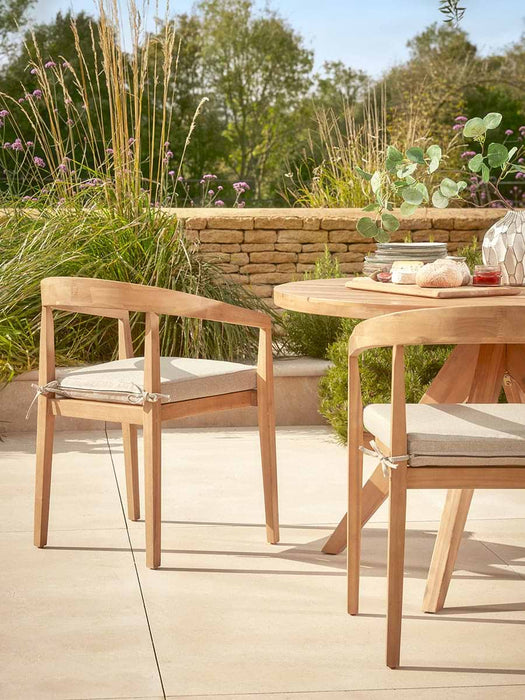 Two Curved Back Acacia Dining Chairs