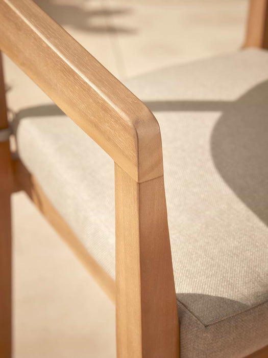 Two Curved Back Acacia Dining Chairs