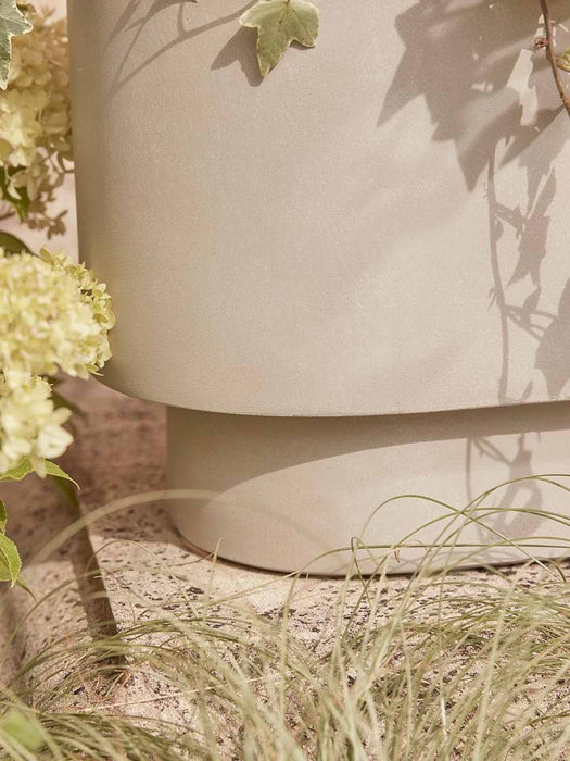 Three Handmade Oval Planters - Beige