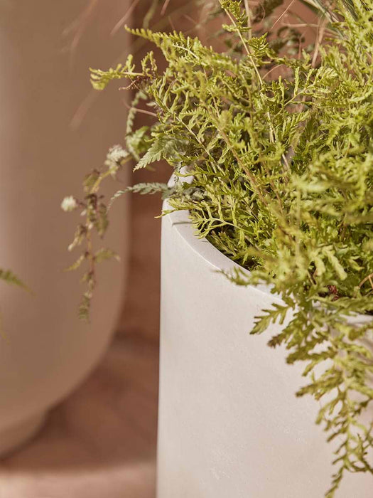 Three Handmade Footed Column Planters - Oat