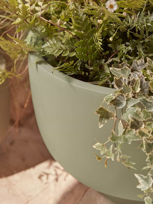 Three Handmade Footed Bowl Planters - Olive