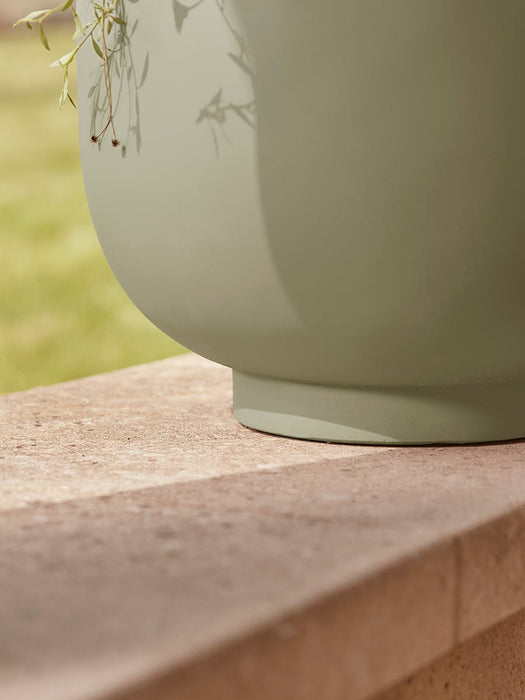 Three Handmade Footed Bowl Planters - Olive