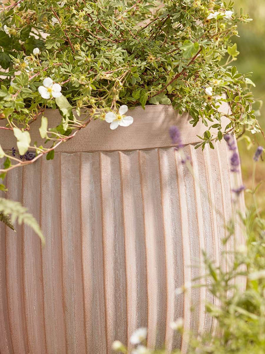 Three Handmade Fluted Planters - Soft Taupe